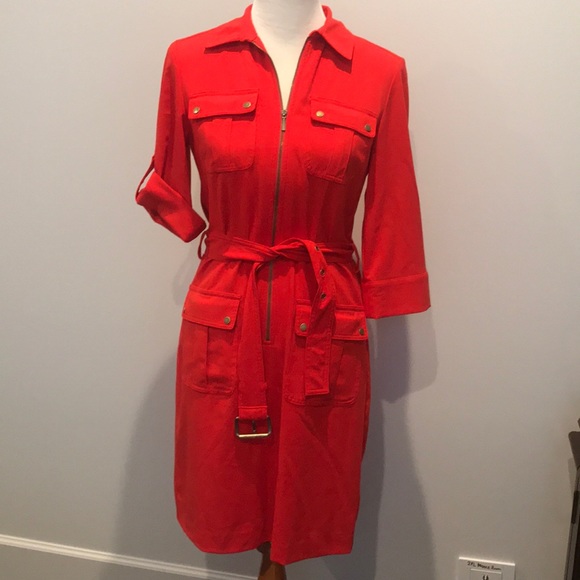 michael kors shirt dress red